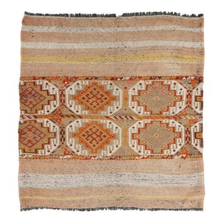 Decorative Vintage Embroidered Kilim Rug - 4`7″ X 4`11″ Ft. For Sale
