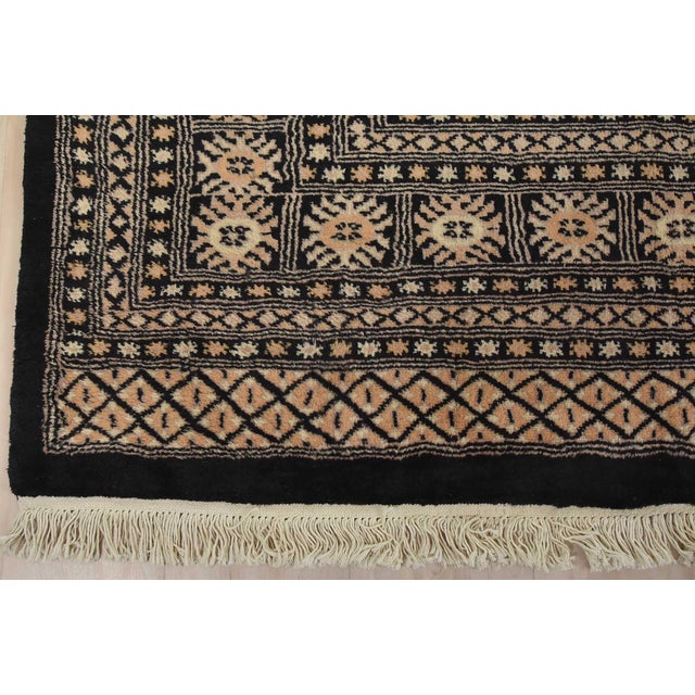 Bokhara Rug 9’2” X 12′ Black Wool Tribal Hand-Knotted Oriental Carpet For Sale - Image 10 of 13