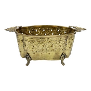 Mid Century Art Nouveau Brass Cachepot / Planter For Sale