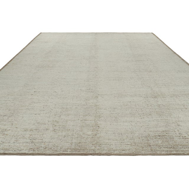 2010s Rug & Kilim’s Oversized Kilim With Beige and White Textural Stripes and Striae For Sale - Image 5 of 7