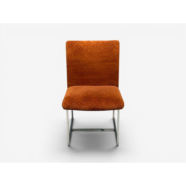 Milo Baughman, Six Dining Chairs, Chrome, Fabric, Usa, 1970s For Sale - Image 10 of 11