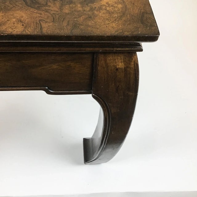 Solid Wood Glass Top Asian Ming Style Side Table by Baker For Sale In Portland, ME - Image 6 of 13