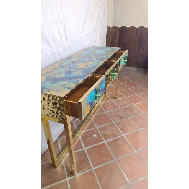 Vanity Console Table with Hand-Painted Glass from Justfurnituress SRL For Sale - Image 9 of 18
