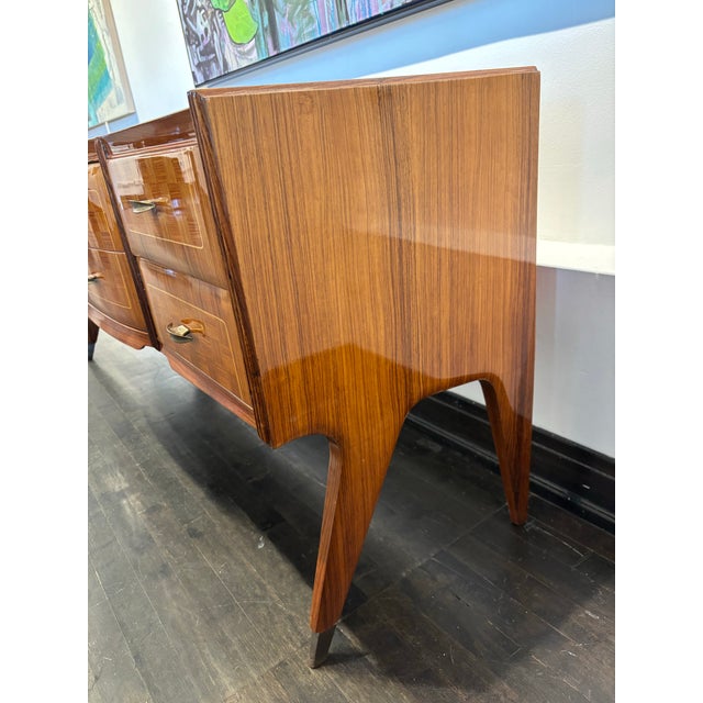 Italian Dassi glass top wooden console in very good vintage condition.