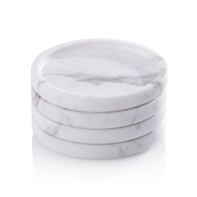 Protect your surfaces in style with this exquisite marble coaster set, crafted with a satin finish for a soft, refined...