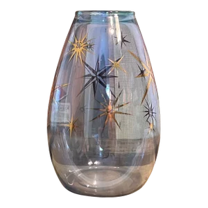 Vintage Mid-Century Modern Blue Hand Blown Glass Atomic Stars, Bartlett and Collins Style