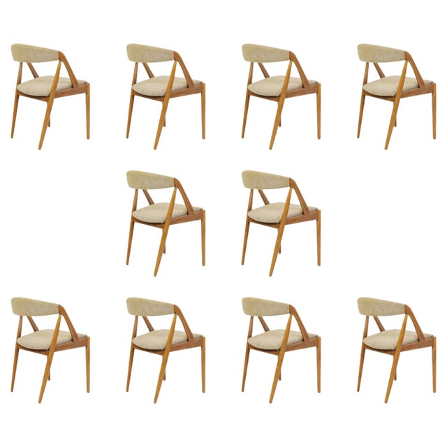 Oak Dining Chairs by Kai Kristiansen for Andersen Møbelfabrik, Customizable Reupholstery, 1960s, Set of 10 For Sale