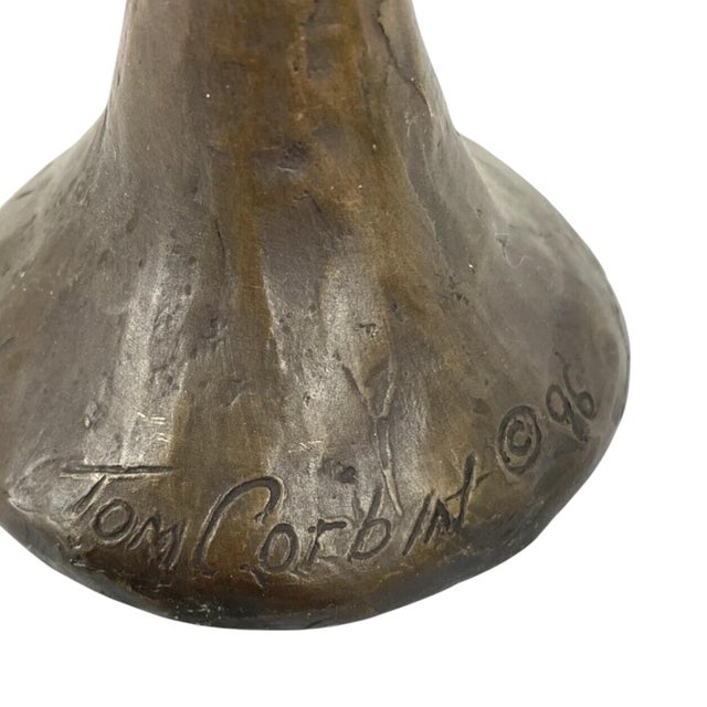 Bronze Tom Corbin Bronze Candlesticks- A Set of 2 For Sale - Image 8 of 9
