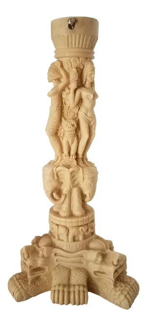 Antique Neoclassical Mythological Heavy Alabaster Hand Carved Sculpture, Signed and Marked