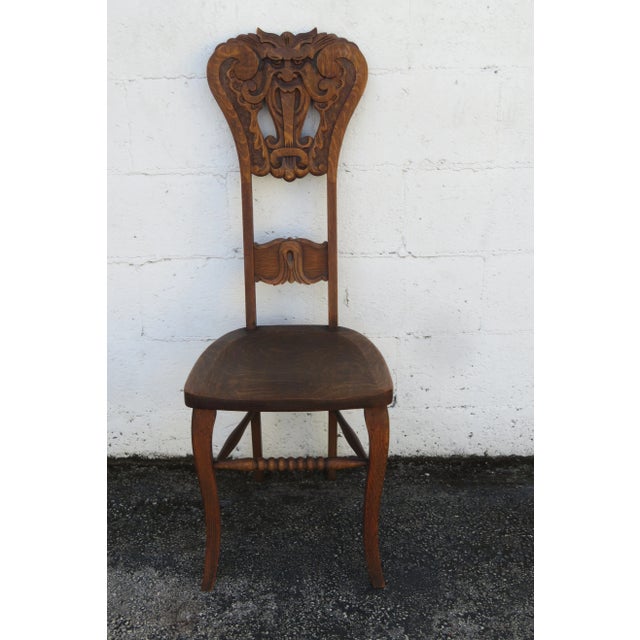 Michigan Chair Co Early 1880s Gothic Carved Side Accent Desk Chair 6123 For Sale - Image 9 of 11
