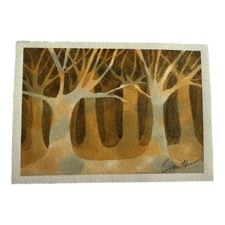Signed Original Watercolor Landscape “Forest Deep” For Sale
