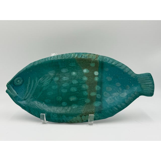 Mid 20th Century Midcentury Modern Pottery Decorative Fish Lucite Stand For Sale - Image 5 of 9