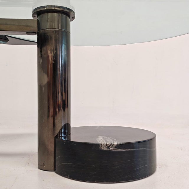 Extendable Round Glass Table Moon attributed to Mario Mazzer for Zanette, 1980s For Sale - Image 17 of 18