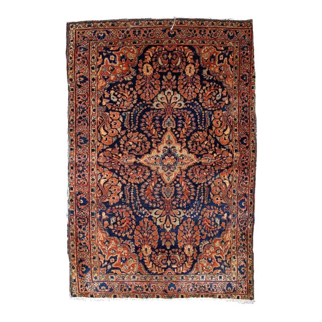 1920s Antique Handmade Persian Sarouk Rug For Sale