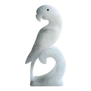 Vintage Mid 20th Century Italian Alabaster Parrot Sculpture / Bookend For Sale