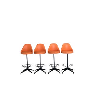 Mid Century Vintage Set of 4 Bar Stools For Sale