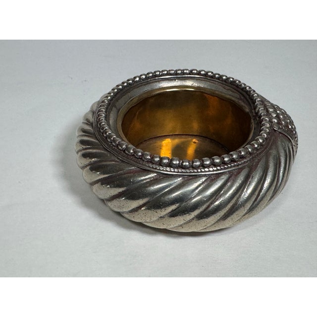A striking vintage Moroccan Berber silver anklet or bracelet that was later repurposed as a decorative catchall or vide-...