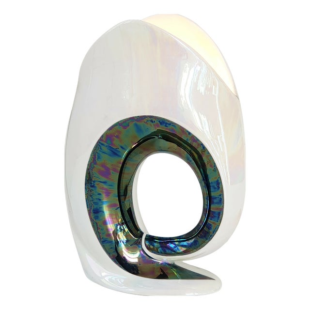 Vintage Italian Table Lamp in Mother-of-Pearl Ceramic by Camillo Lusso, 1960s For Sale