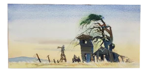 Vintage Country Farm Landscape by R. Brooks