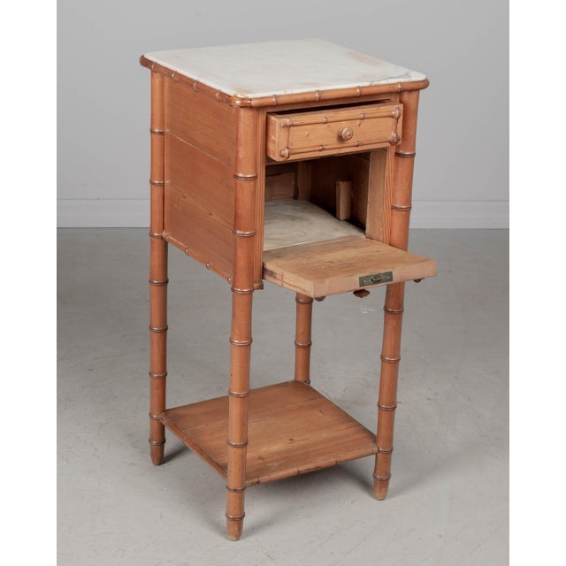 Brown 19th Century French Faux Bamboo Bed and Nightstand For Sale - Image 8 of 15