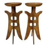 Vintage Arts & Crafts Cast Iron Gold Candle Holders - A Pair For Sale