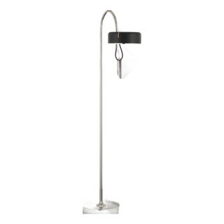 Thomas O'Brien by Visual Comfort Signature Oso 58" Articulating Reading Floor Lamp in Polished Nickel with Matte Black Shade For Sale