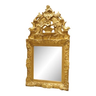 18th Century French Giltwood Mirror Aux Dauphins From Provence, Overall H-30 1/2 For Sale