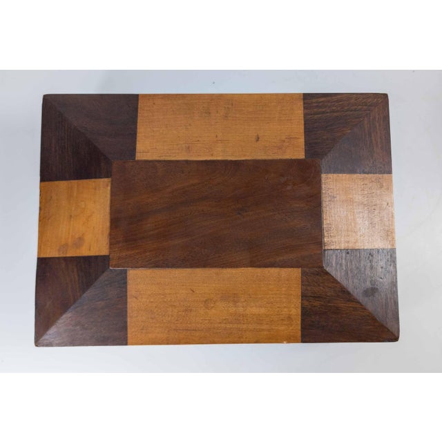 19th Century 19th Century English or European Two-Tone Mahogany Satinwood Veneered Box For Sale - Image 5 of 17
