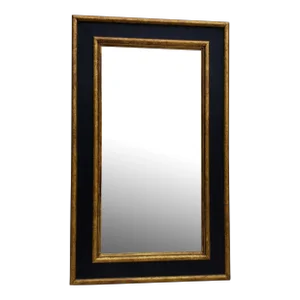 1980s Large Beveled Wall Mirror, Painted Black and Gold