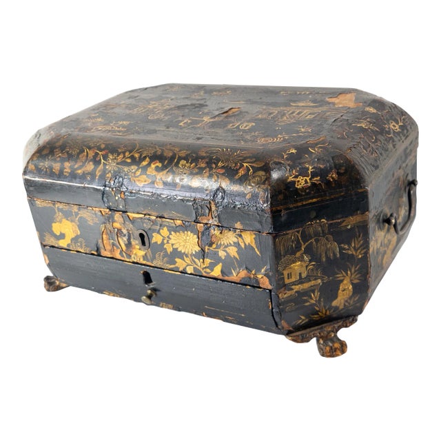 19th Century Chinese or Japanese Chinoiserie Sewing Box For Sale