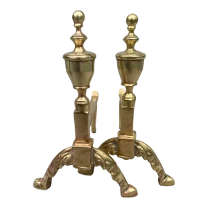 Small Pair of Vintage Brass Andirons