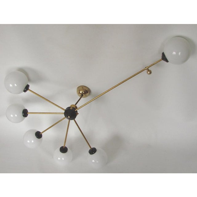 Metal Vintage Brass and Glass Chandelier from Stilnovo, 1960s For Sale - Image 7 of 9