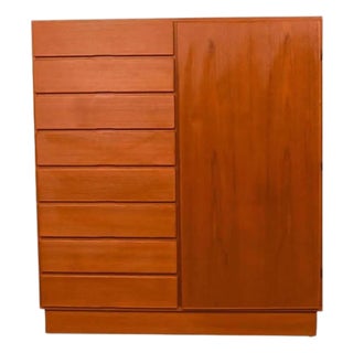 Danish Teak Mid Century Tall Dresser Armoire Dresser Wardrobe for Uldum Møbelfabrik For Sale