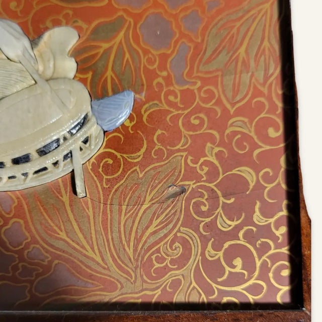 Chestnut 19th Century Chinese Wood Screen With Applied Decoration For Sale - Image 8 of 9