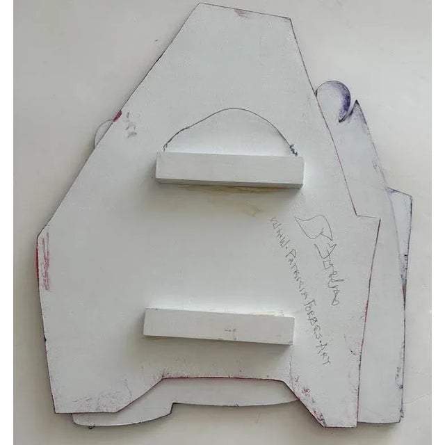 Late 1990's colorful acrylic art made of three layers of wood composite materials with spacer on back to add dimension...