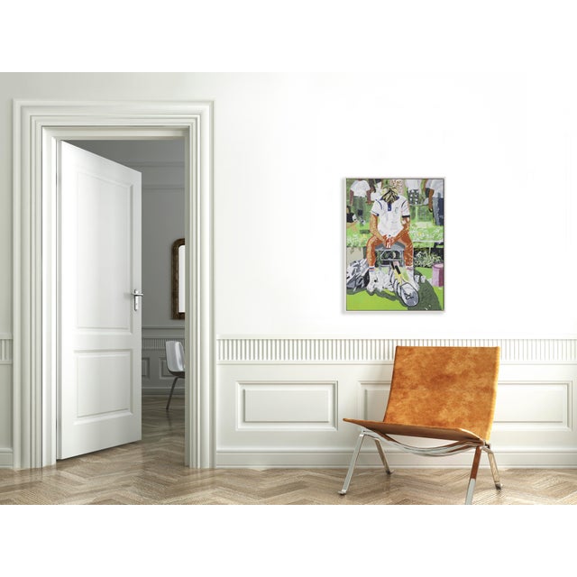 Contemporary Contemplation by Shaun Ellison in White Frame, Medium Art Print On Canvas For Sale - Image 3 of 4