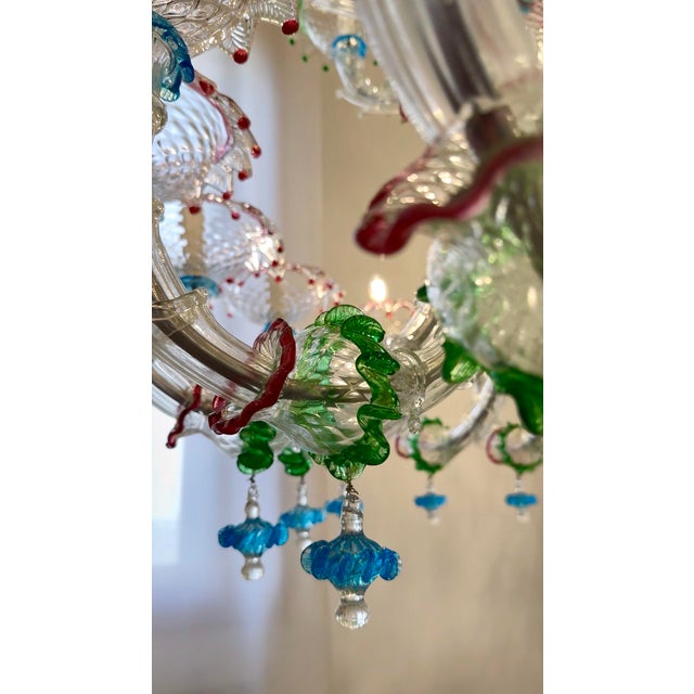 Mid-Century Modern Monumental Venetian Murano Style Rizzonico Chandelier – Handblown Multicolor Glass, 270 Cm Height For Sale - Image 3 of 7