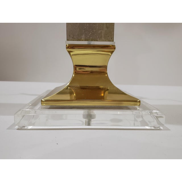 1980s Lucite & Faux Marble Column Lamp by Bauer Clearlite Chairish