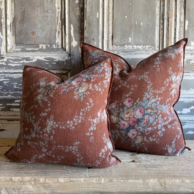 Textile French Linen Accent Cover– Pompadour Argile 20 For Sale - Image 7 of 7