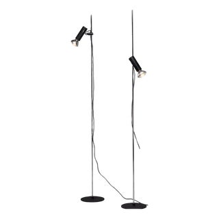 Black Model 1055 Floor Lamps by Gino Sarfatti for Arteluce, Italy, 1955, Set of 2 For Sale