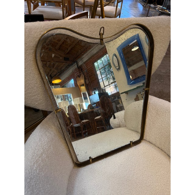 1950s Italian Brass-Framed Organic Mirror With Aged Glass, 1950s For Sale - Image 5 of 9