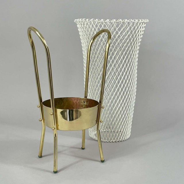 Mid-Century Modern Brass and White Metal Umbrella Stand, Italy, 1950s For Sale - Image 14 of 18