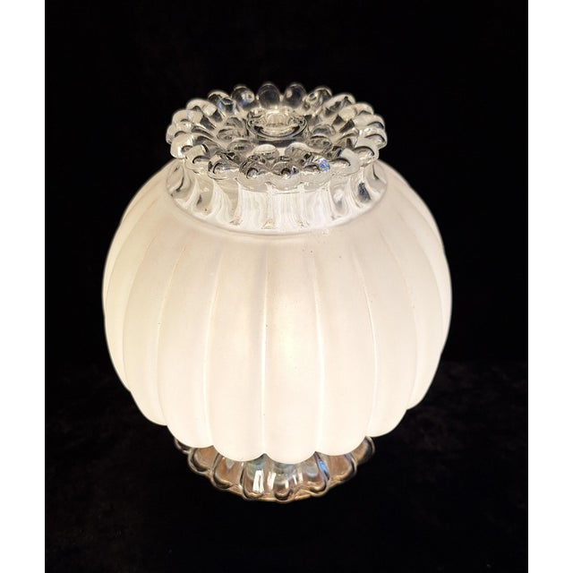 Vintage Table Lamp with Chrome-Plated Metal Base and Relief Glass Shade by Graewe, 1970s For Sale - Image 4 of 8