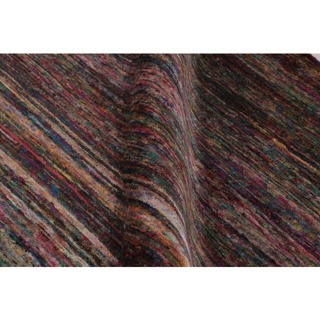 Textile Rug & Kilim’s Modern Textural Rug, Vibrant Polychromatic Striae Over Pink Tones For Sale - Image 7 of 8