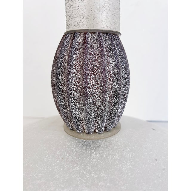 Glass 1980s Karl Springer Seguso Scavo Torchere Floor Lamp, in-Line Dimmer Switch For Sale - Image 7 of 8