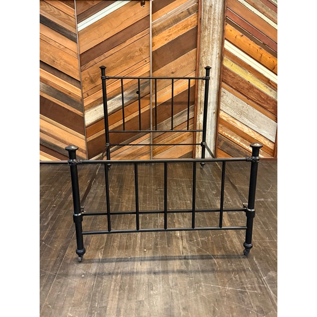 Traditional Queen Size Antique Iron Rod Bed Frame For Sale - Image 3 of 12