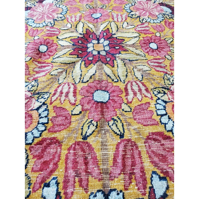 Antique Persian Lavar Kerman Carpet, Traditional, Soft, Gold, Ivory, Blue, Green For Sale - Image 11 of 18