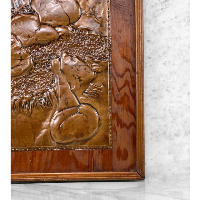 Antique Arts & Crafts Copper Metal Art Sleeping Child Sculpture Plaque For Sale - Image 6 of 7