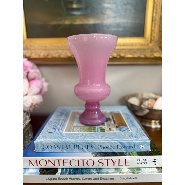 A softly romantic statement piece in the dreamiest shade of blush pink. This vintage opaline glass urn features a classic...
