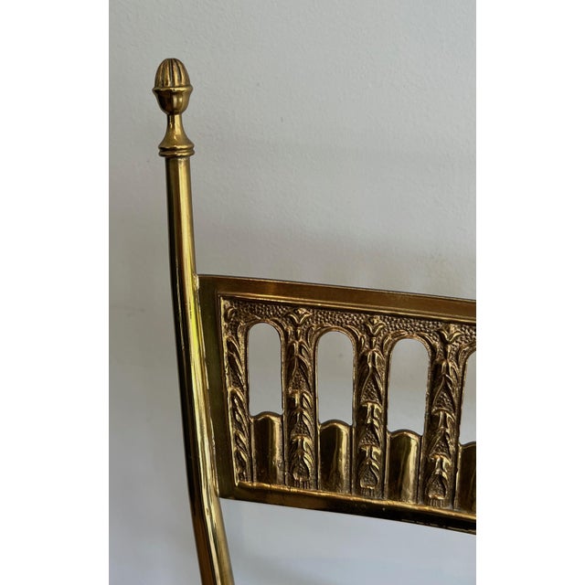 1940s Pair of neoclassical brass chairs attributed to Maison Jansen For Sale - Image 6 of 12